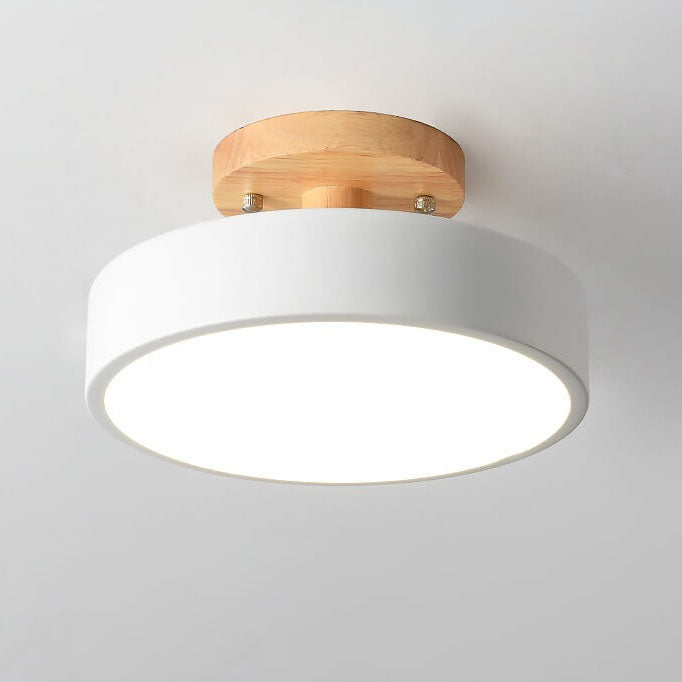 Scandinavian Style Round LED Semi-Recessed Ceiling Lamp