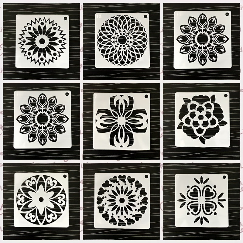 Plantillas de pintura de puntos Mandala de 48 piezas - Perfectas para proyectos DIY en piedra y madera (9.91x9.91 cm)