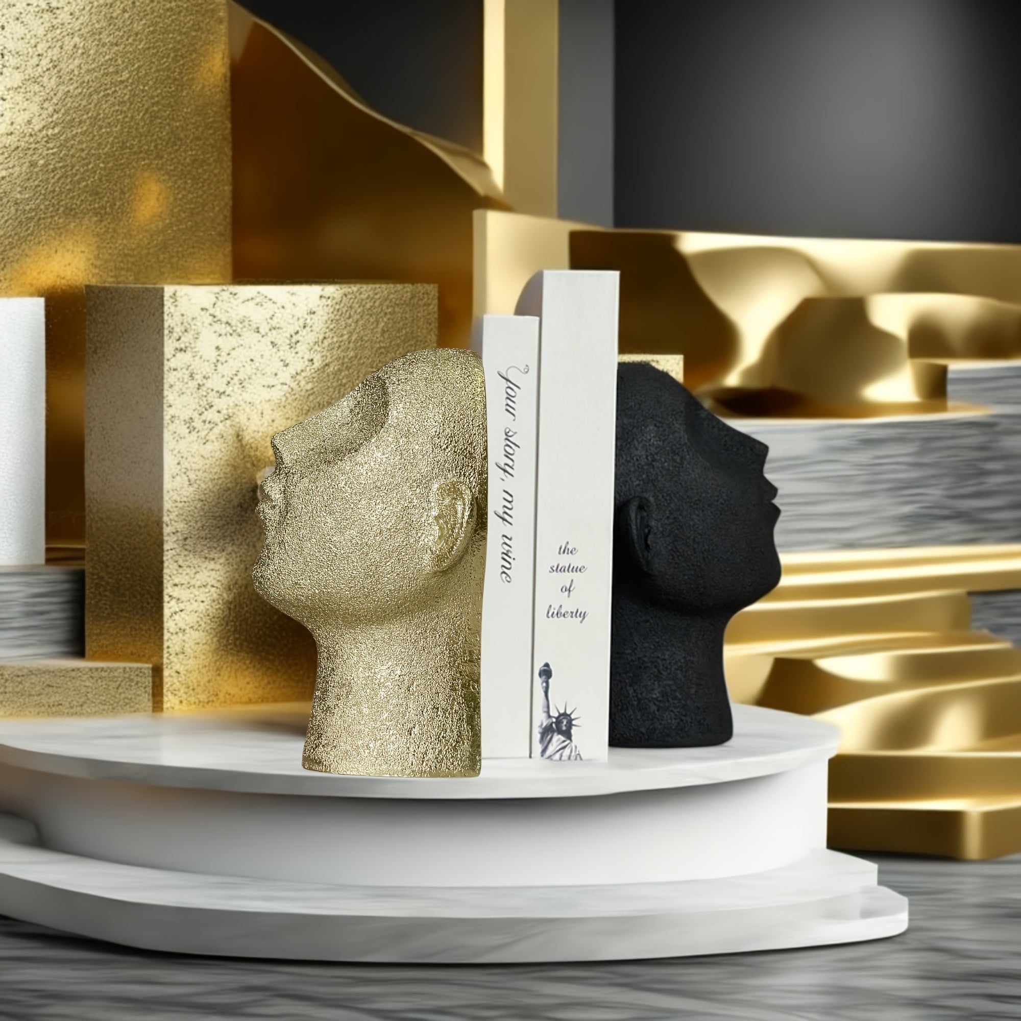 FantasyHead - Fermalibri Testa di Harsen - Fermalibri Decorativo per Diverse Stanze