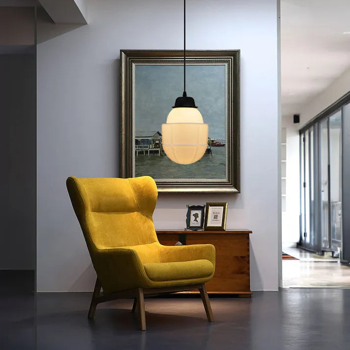 FrostGeo - Vintage Geometric Pendant Lamp made of Matte Glass for Dining Room and Living Room