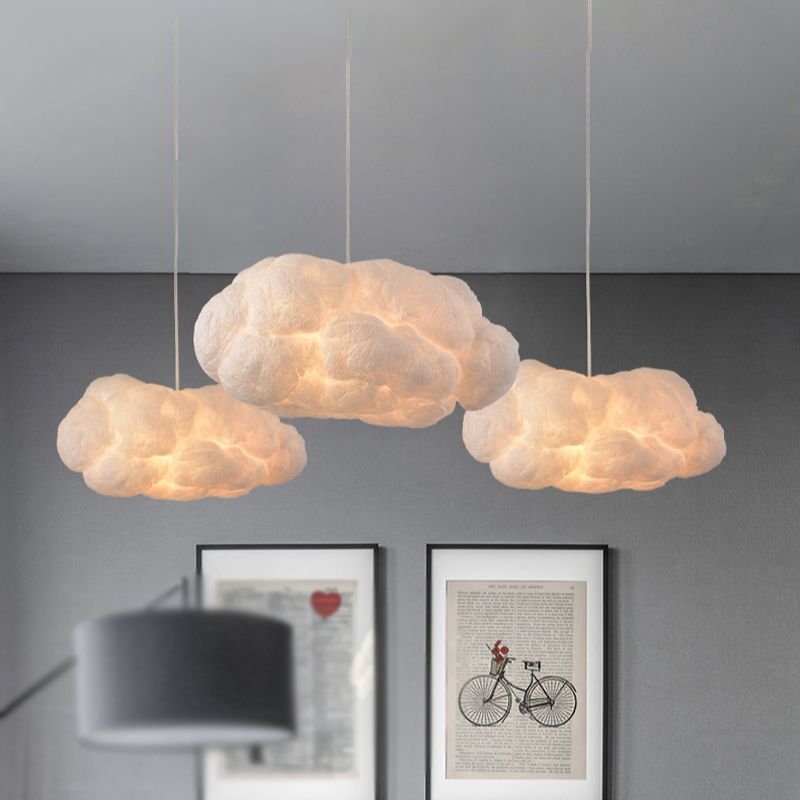 Lámpara colgante LED Aurora Design Wolk PVC/Algodón Blanco