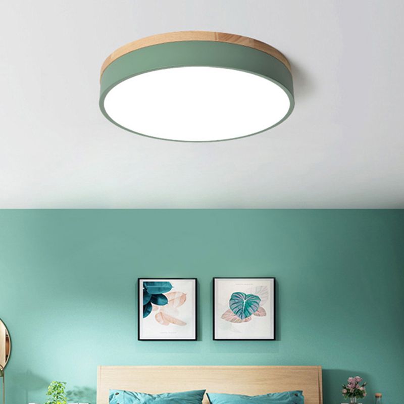 Lámpara de techo moderna Lumière - Blanco gris metal y madera para dormitorio y sala de estar
