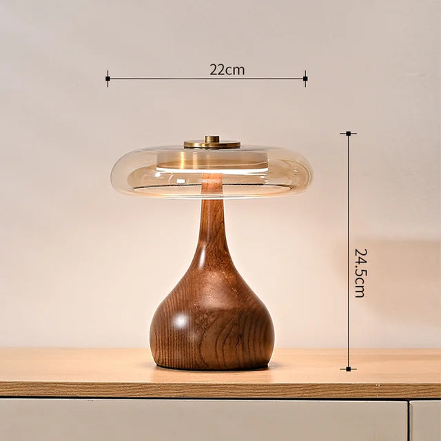 MushroomLuxe – Lámpara de mesa vintage de cobre con diseño de vidrio