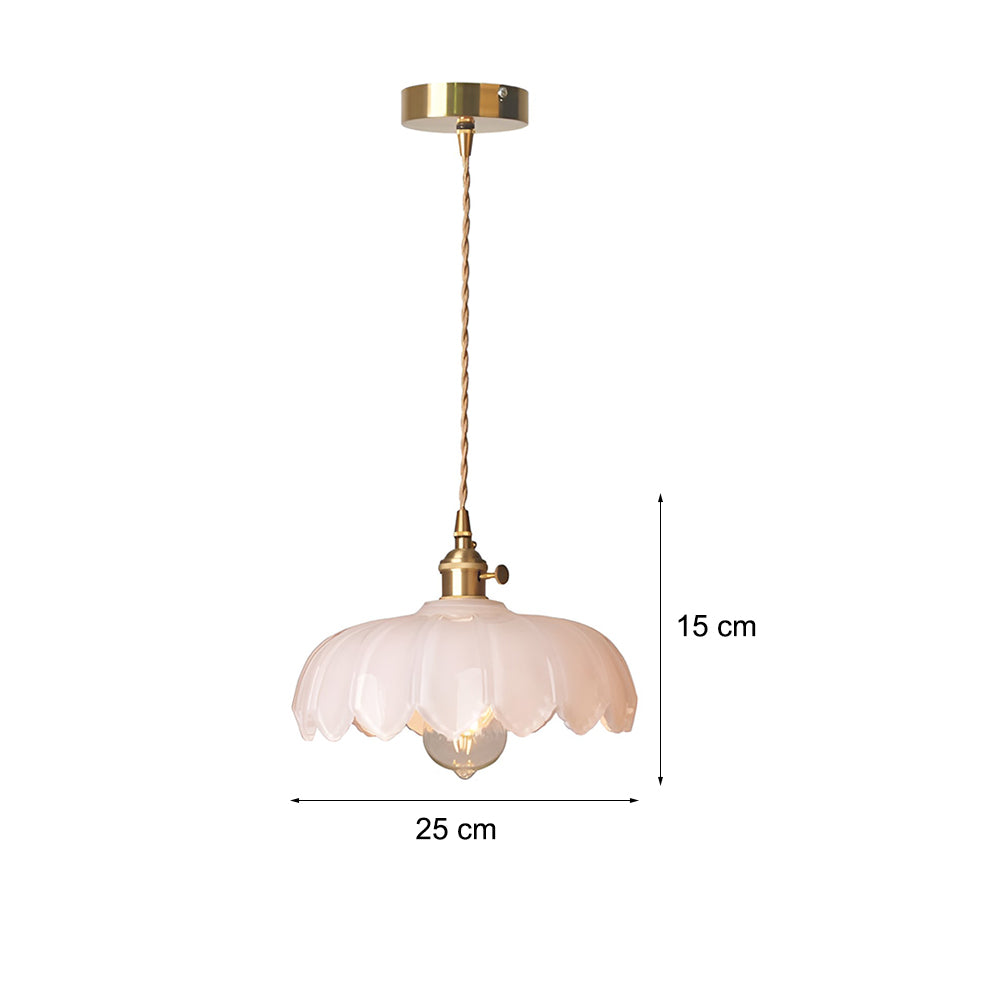 BrassBloom - Vintage Hanglamp van Glas en Messing voor Woonkamer en Eetkamer