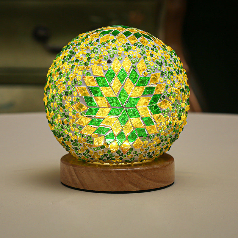 Luminara - Lámpara de mesa barroca de vidrio con mosaico LED esférica regulable 3.9"