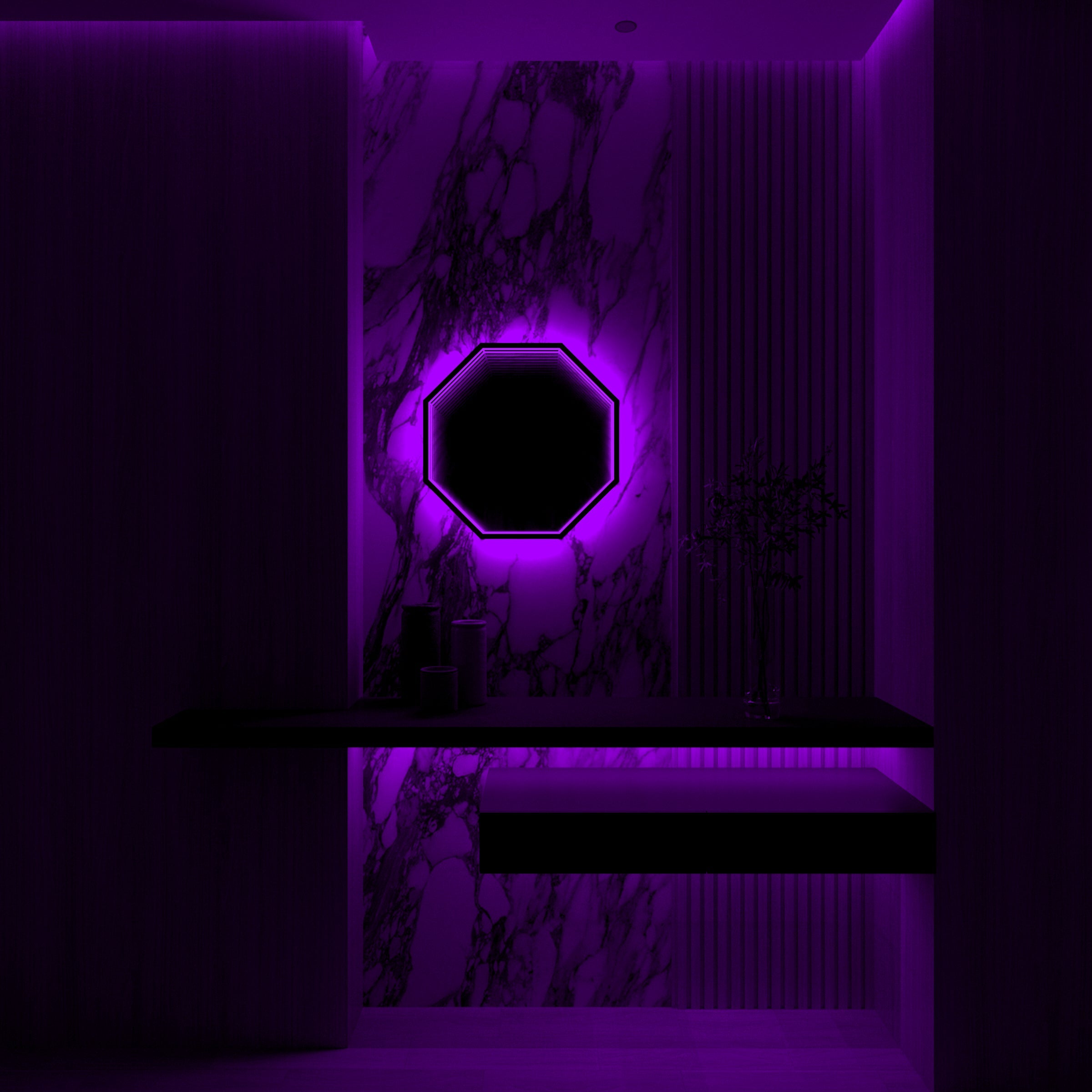 Octagon 3D Infinity Spiegel Wandlamp