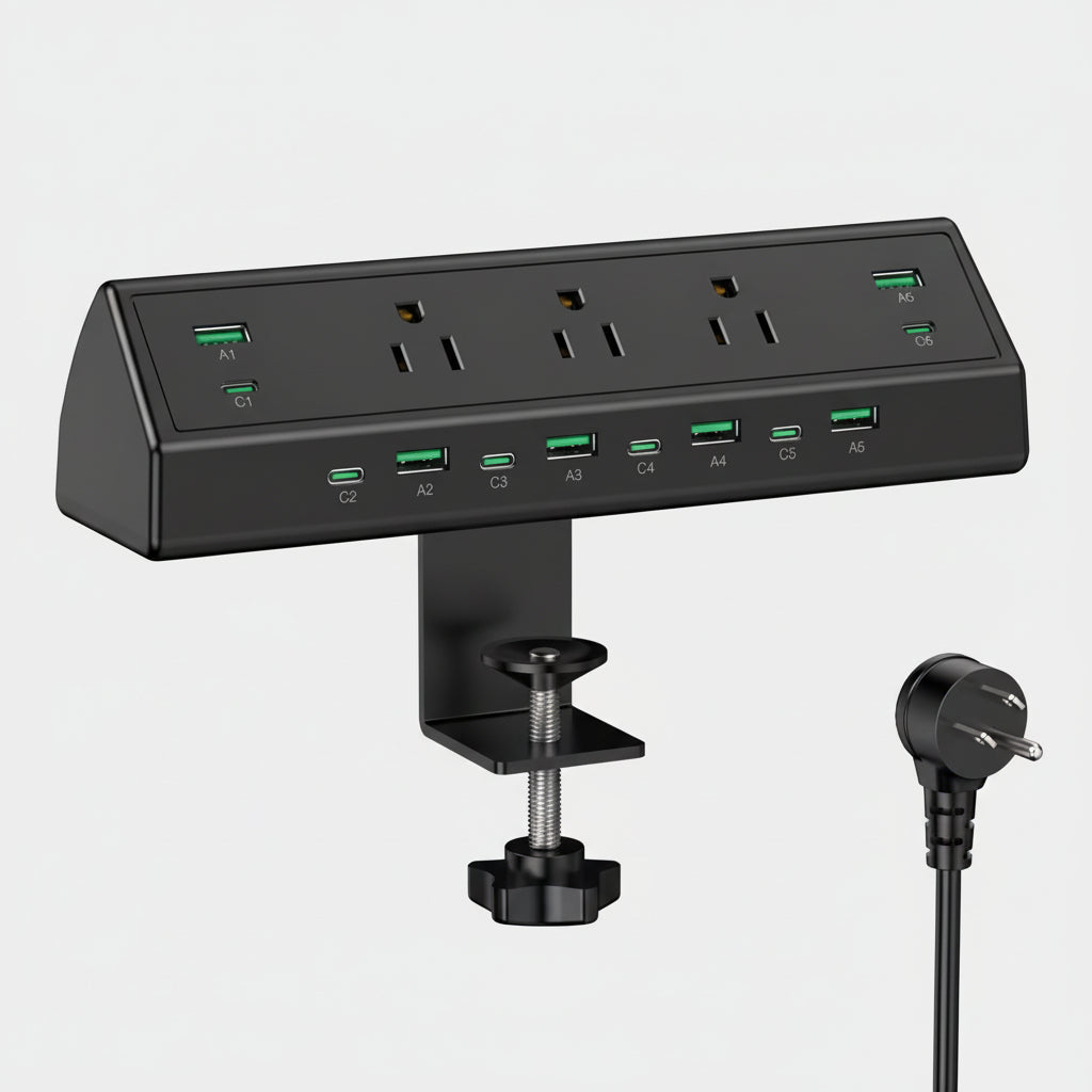 Bureauklem Stekkerdoos USB-C USB-A Poorten Snelle Oplading