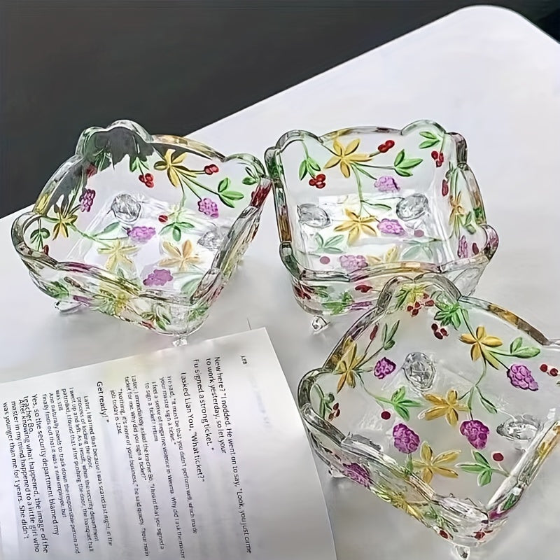 GlasSchalen - Handgemaakte Glazen Fruitschaal met Bloemenontwerp