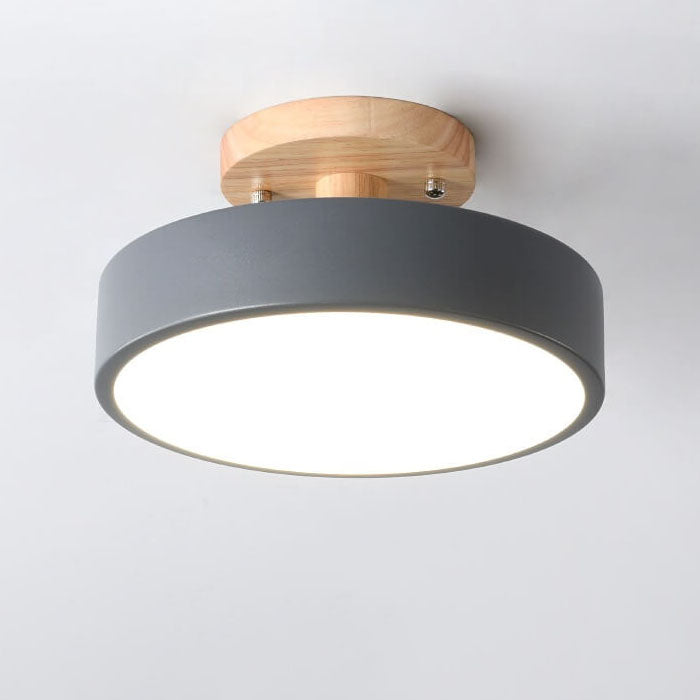 Scandinavian Style Round LED Semi-Recessed Ceiling Lamp