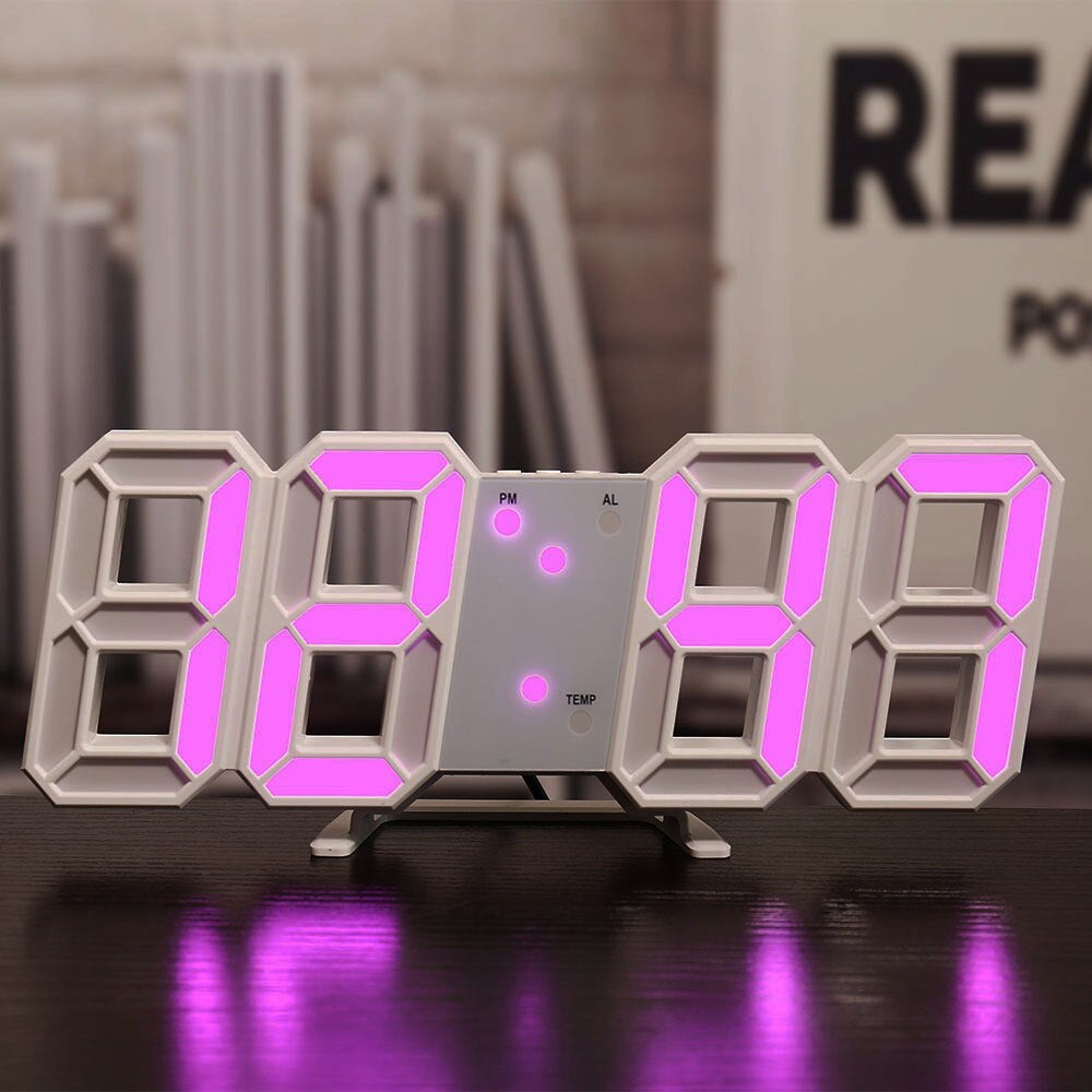 LED Digital Wall Clock - Temperature and Alarm