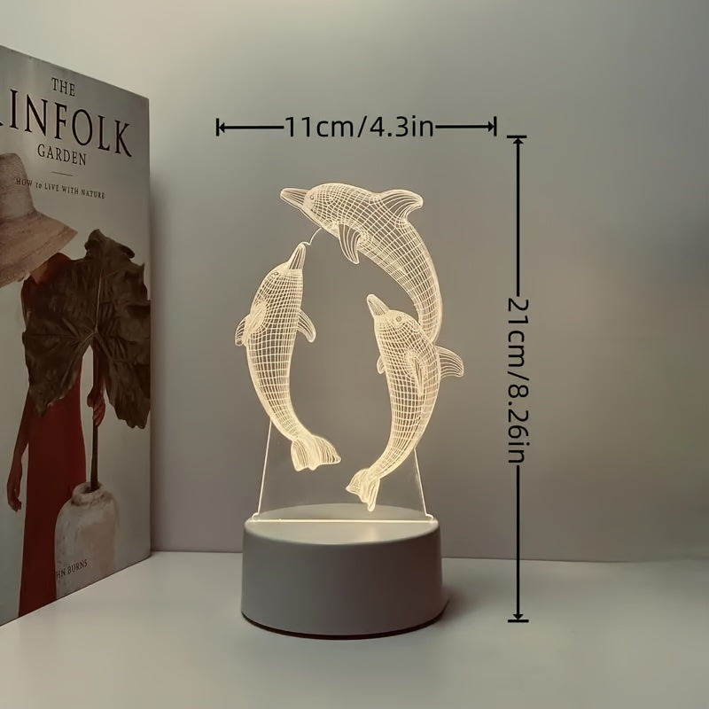 GeoDelfín - Lámpara de mesa moderna con ilusión 3D