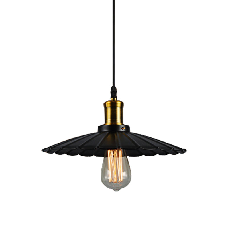 Industrial Wave Pendant Lamp 1-Light in Black/White