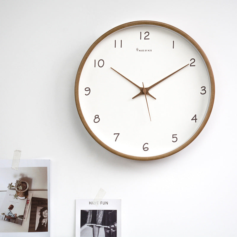 Reloj de Pared Analógico Simple de Madera Maciza para el Hogar