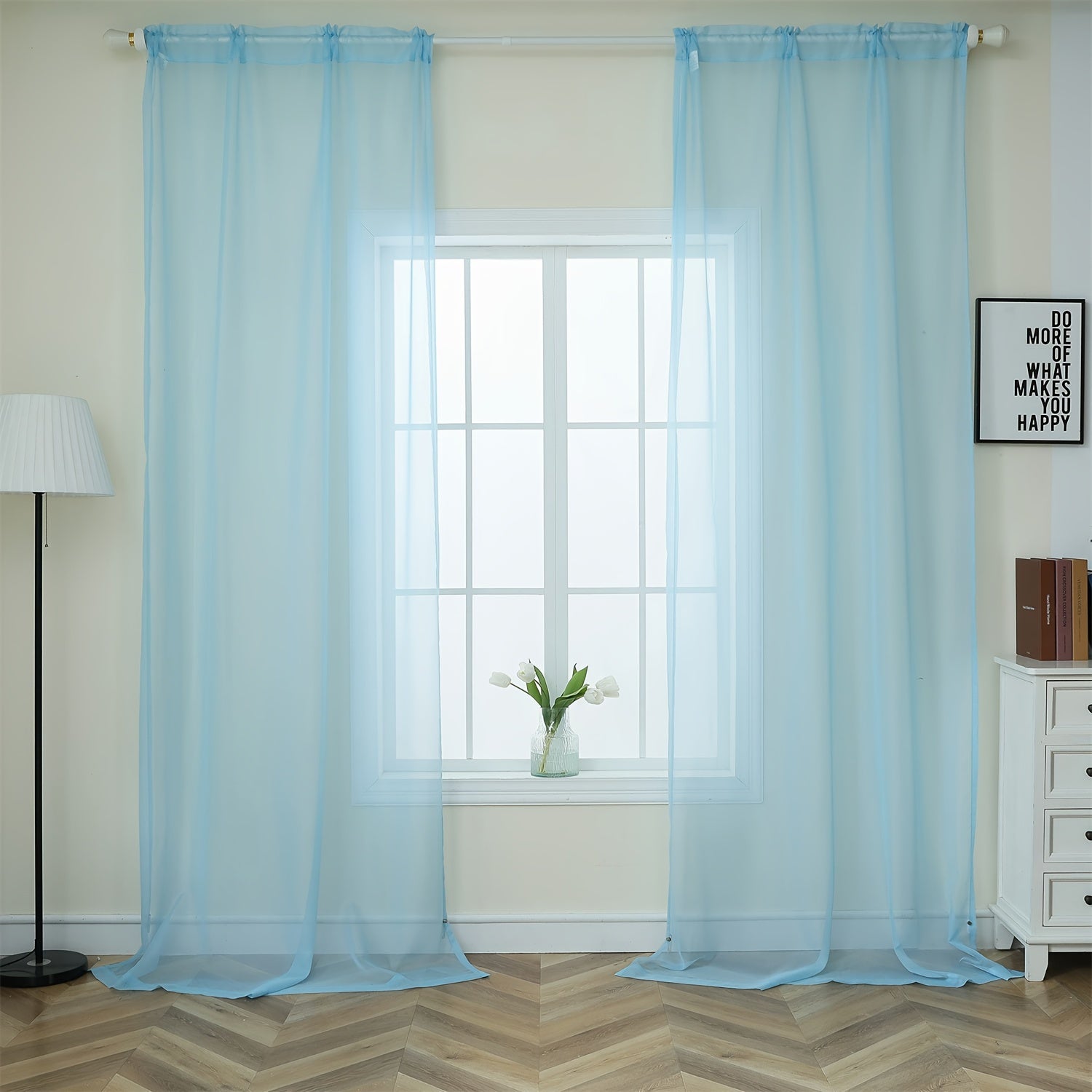 Cortinas semitransparentes - Paquete de 2 cortinas ligeras y transpirables de poliéster para dormitorio y puertas de terraza