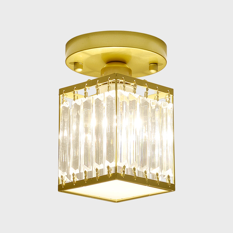Kristal Foyer Plafondlamp - Modern Zwart/Goud Semi-Flush Design