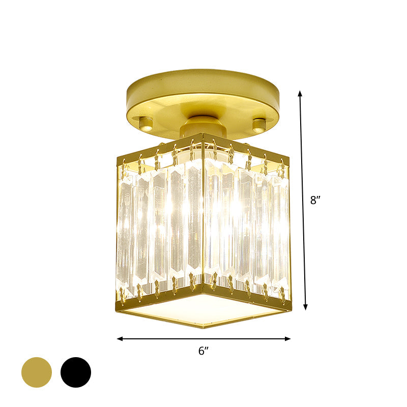 Kristal Foyer Plafondlamp - Modern Zwart/Goud Semi-Flush Design