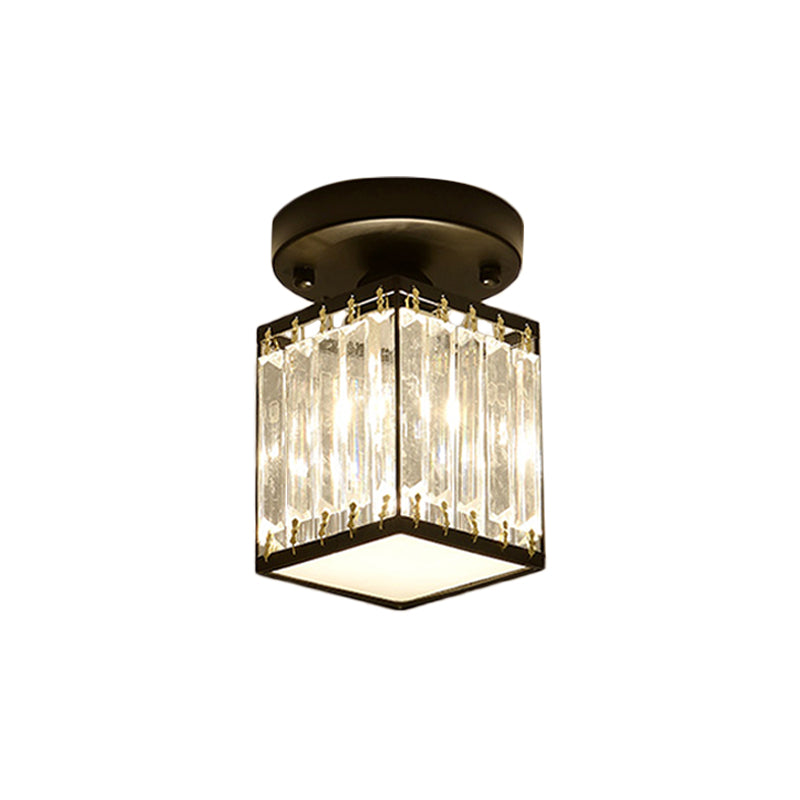 Kristal Foyer Plafondlamp - Modern Zwart/Goud Semi-Flush Design