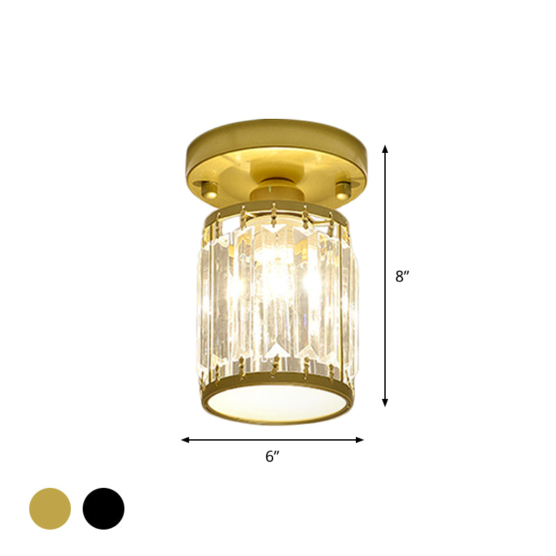 Kristal Foyer Plafondlamp - Modern Zwart/Goud Semi-Flush Design