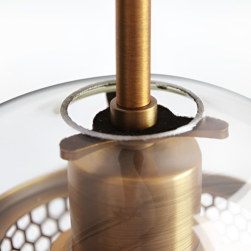 GoldenGlow - Industrial Vintage Pendant Lamp with Glass Dome and Golden Accent