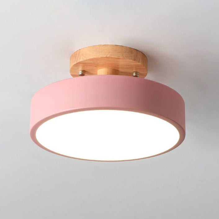 Scandinavian Style Round LED Semi-Recessed Ceiling Lamp