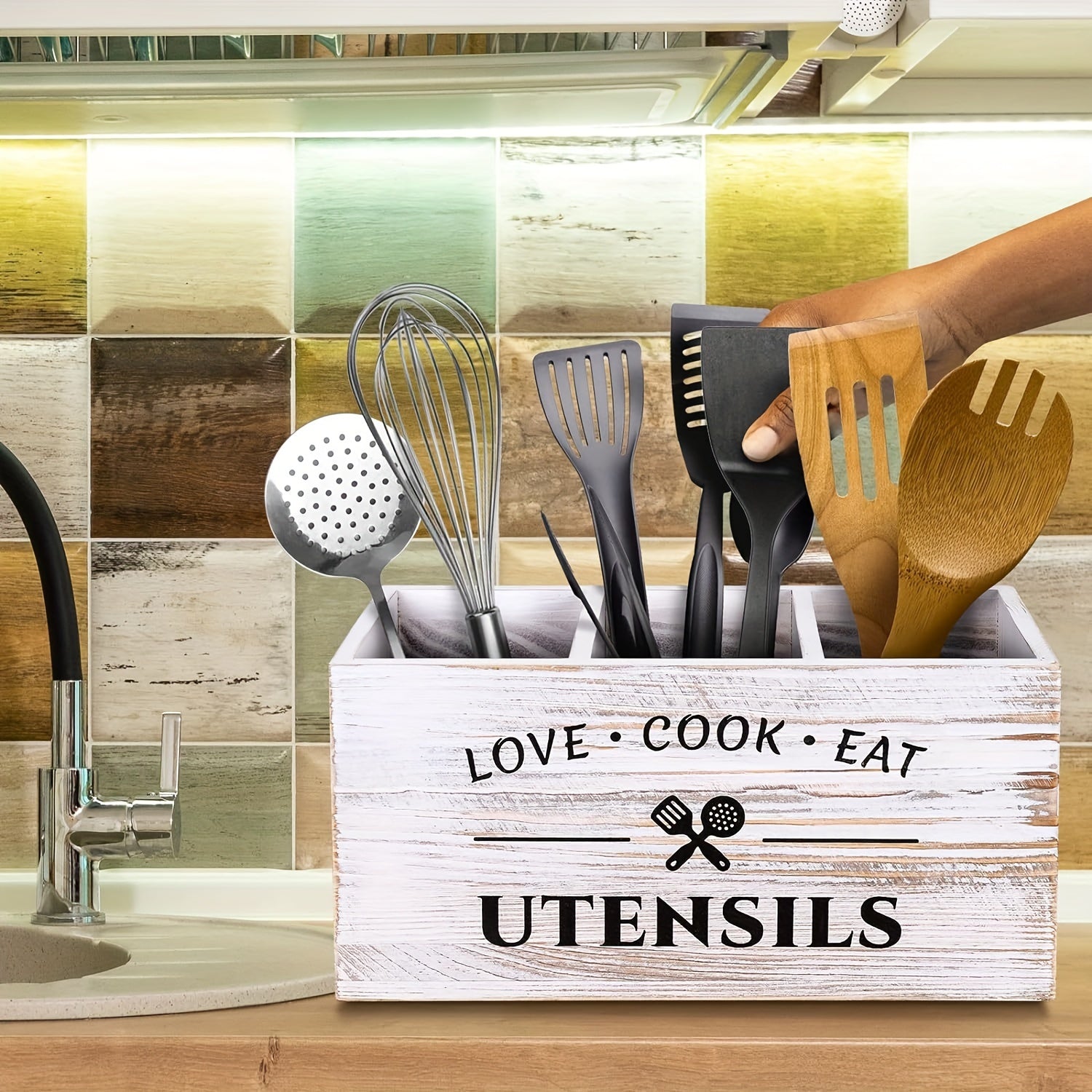 Scatola Porta Posate in Legno – Con Scomparti per Cucina, Camera da Letto e Scrivania