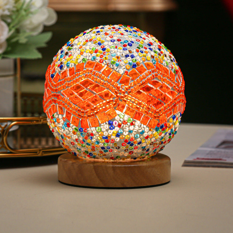 Luminara - Lámpara de mesa barroca de vidrio con mosaico LED esférica regulable 3.9"