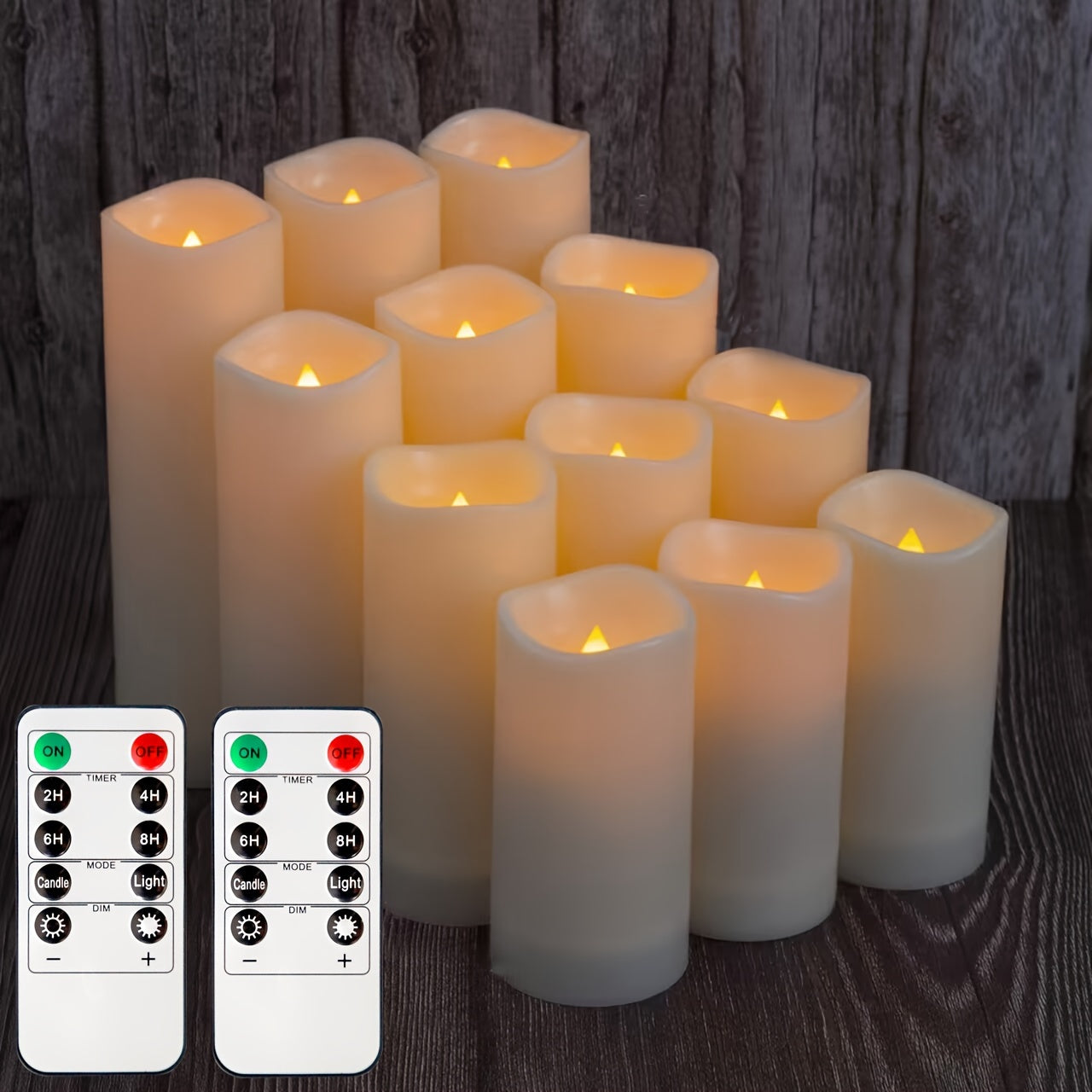 Set di 12 Candele LED Senza Fiamma con Telecomando