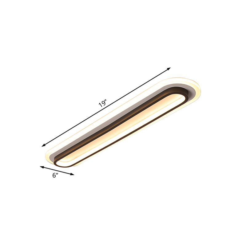 Ovale LED Plafondlamp Zwart/Wit met Acryl Diffuser