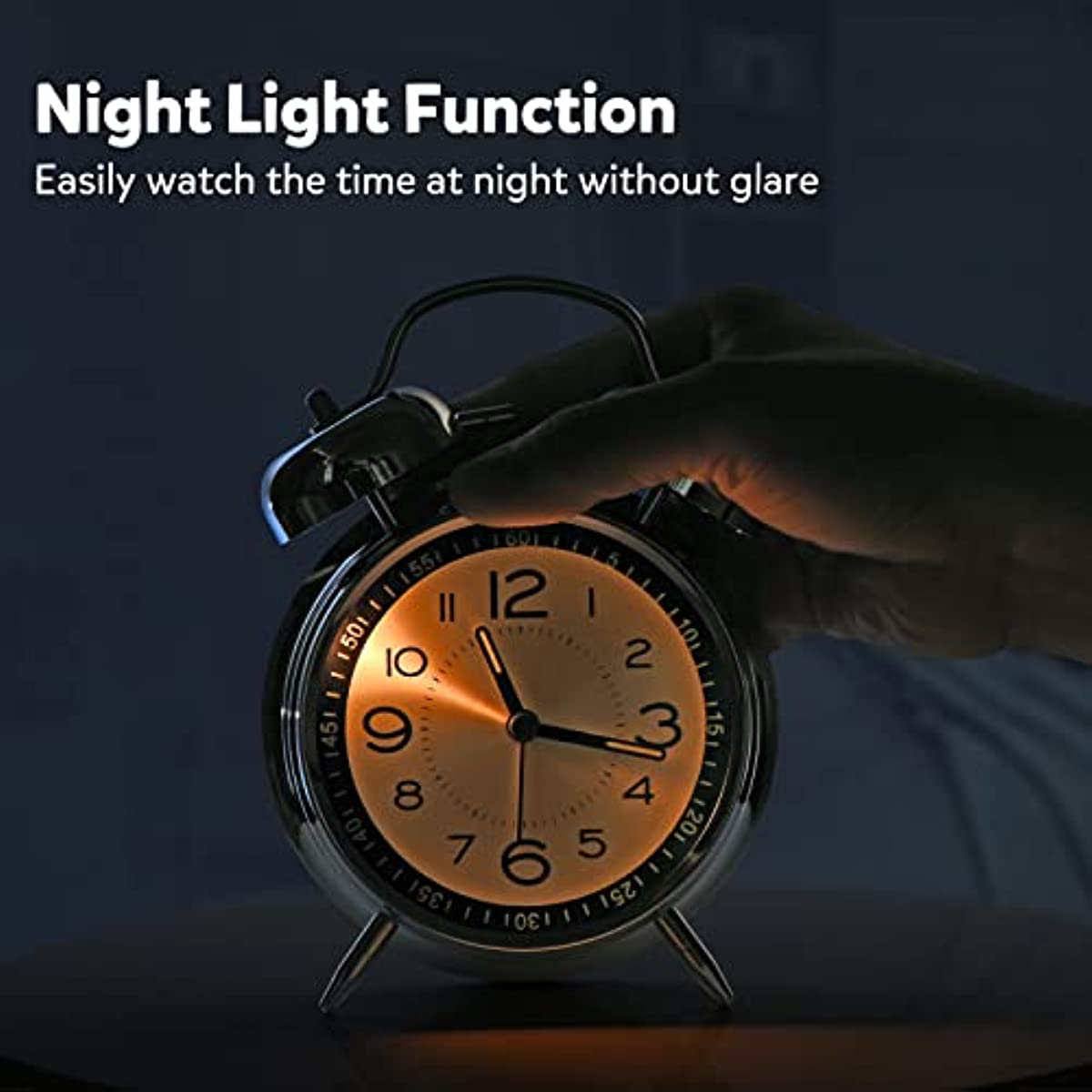 RetroBell - Stille Analoge Wekker met Achtergrondverlichting