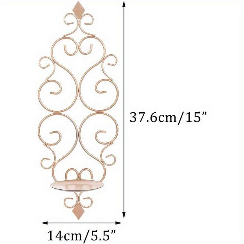 Set van 2 Gouden Wandkandelaars - Stijlvolle Metalen Wanddecoratie