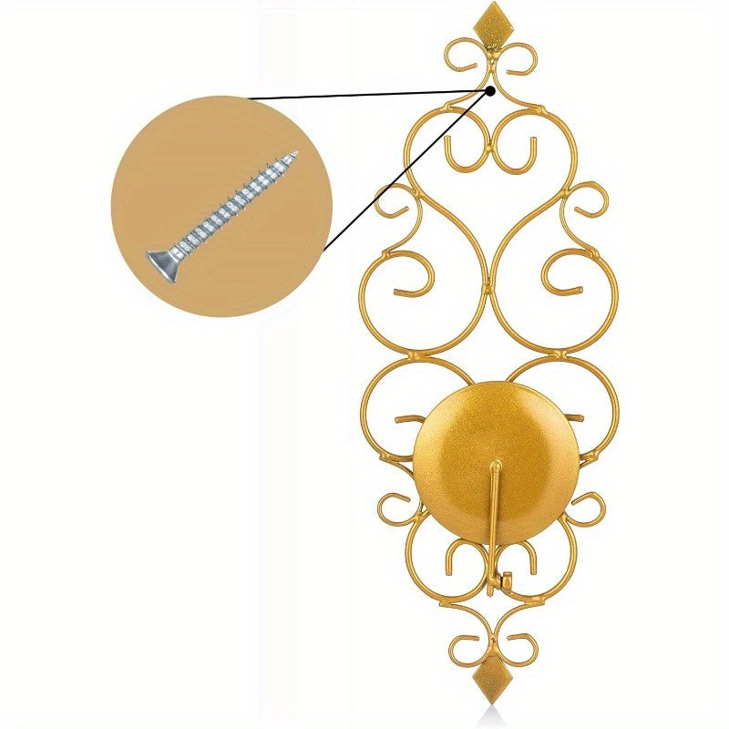 Set van 2 Gouden Wandkandelaars - Stijlvolle Metalen Wanddecoratie