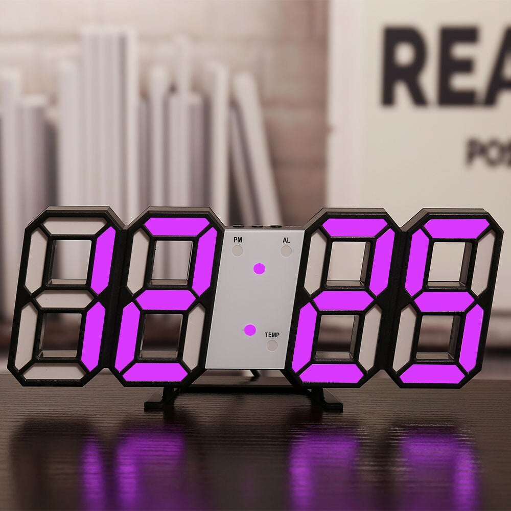 LED Digital Wall Clock - Temperature and Alarm