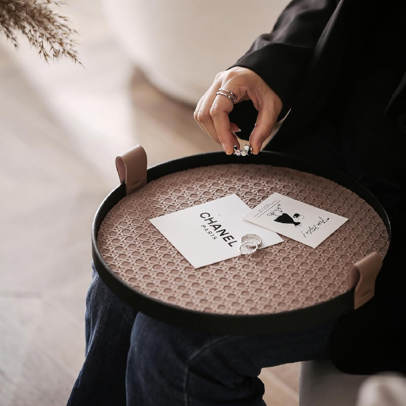 LeatherVault - Vassoio in pelle vintage con scomparto portaoggetti