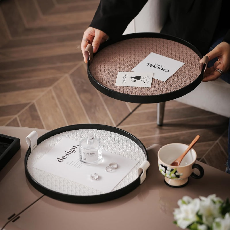 LeatherVault - Vassoio in pelle vintage con scomparto portaoggetti