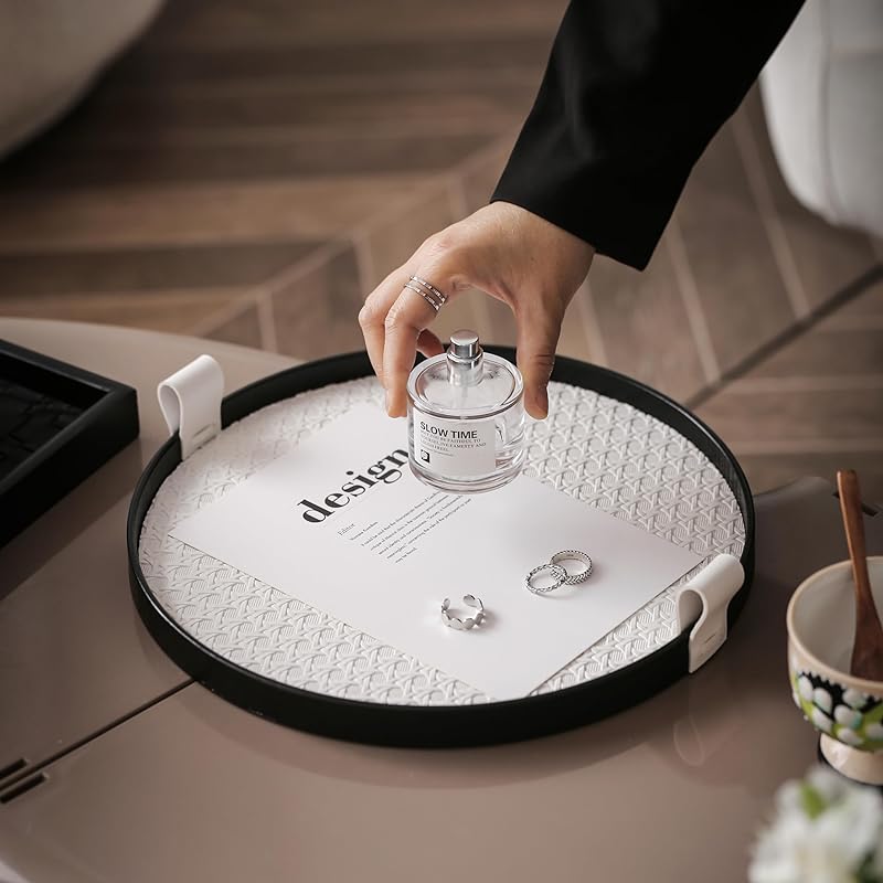 LeatherVault - Vassoio in pelle vintage con scomparto portaoggetti