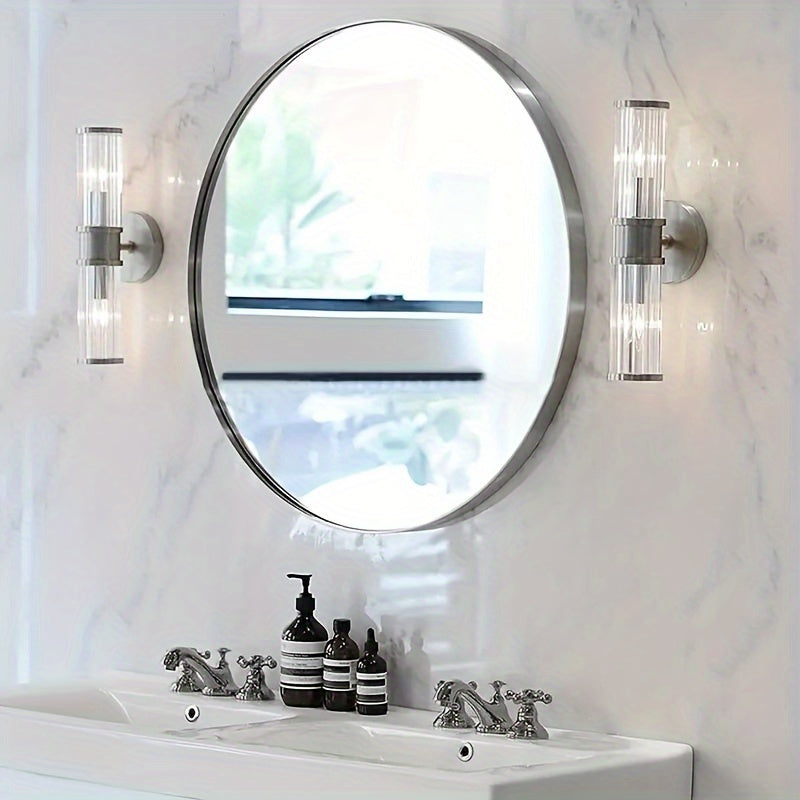 Ronde Wandspiegel – Roestvrijstalen Frame, Make-up Spiegel voor Badkamer en Slaapkamer, Woondecoratie