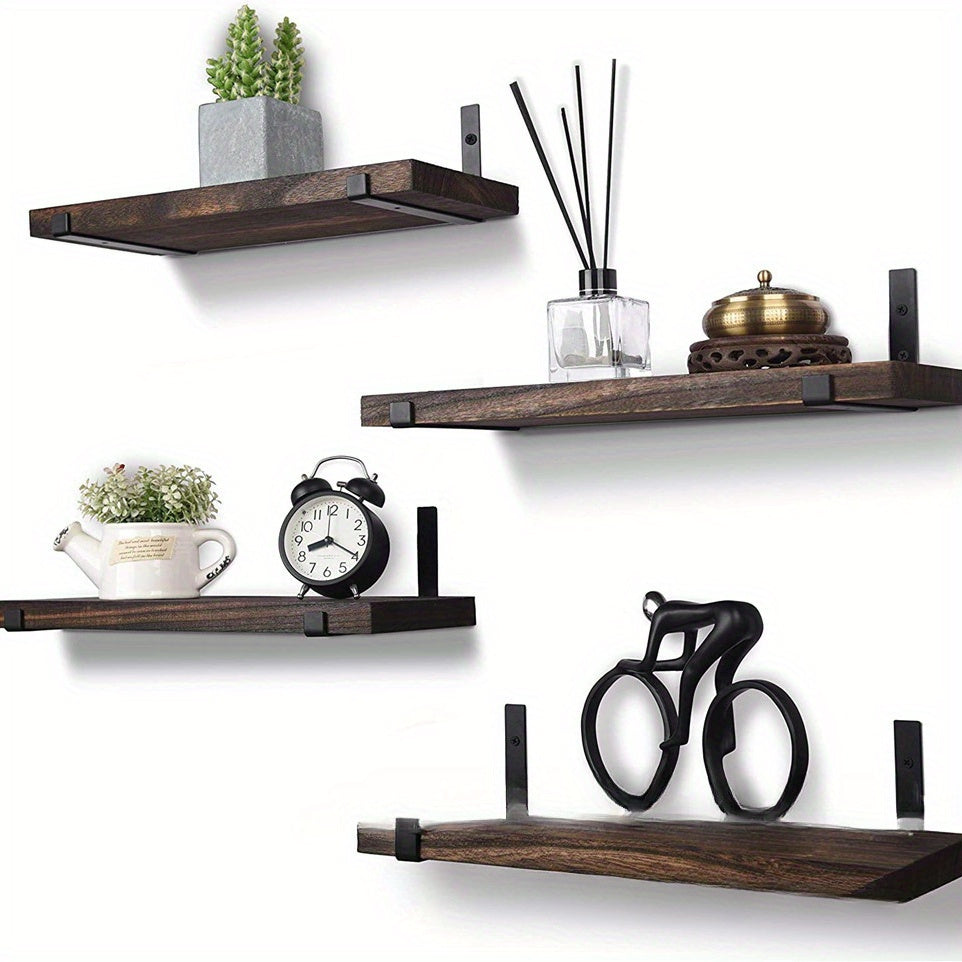 RusticShelf - Set Van 4 Zwevende Houten Wandplanken