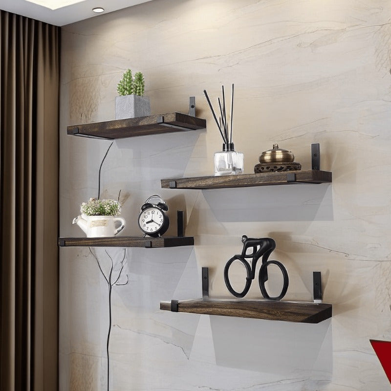 GlamShelf - Set van 4 Houten Wandplanken - Opslag voor Woonkamer