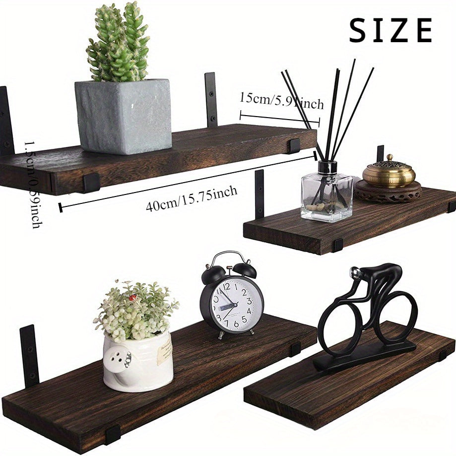 GlamShelf - Set van 4 Houten Wandplanken - Opslag voor Woonkamer