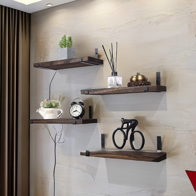 GlamShelf - Set van 4 Houten Wandplanken - Opslag voor Woonkamer