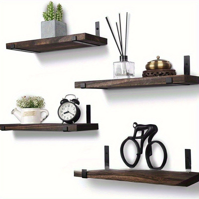 GlamShelf - Set van 4 Houten Wandplanken - Opslag voor Woonkamer