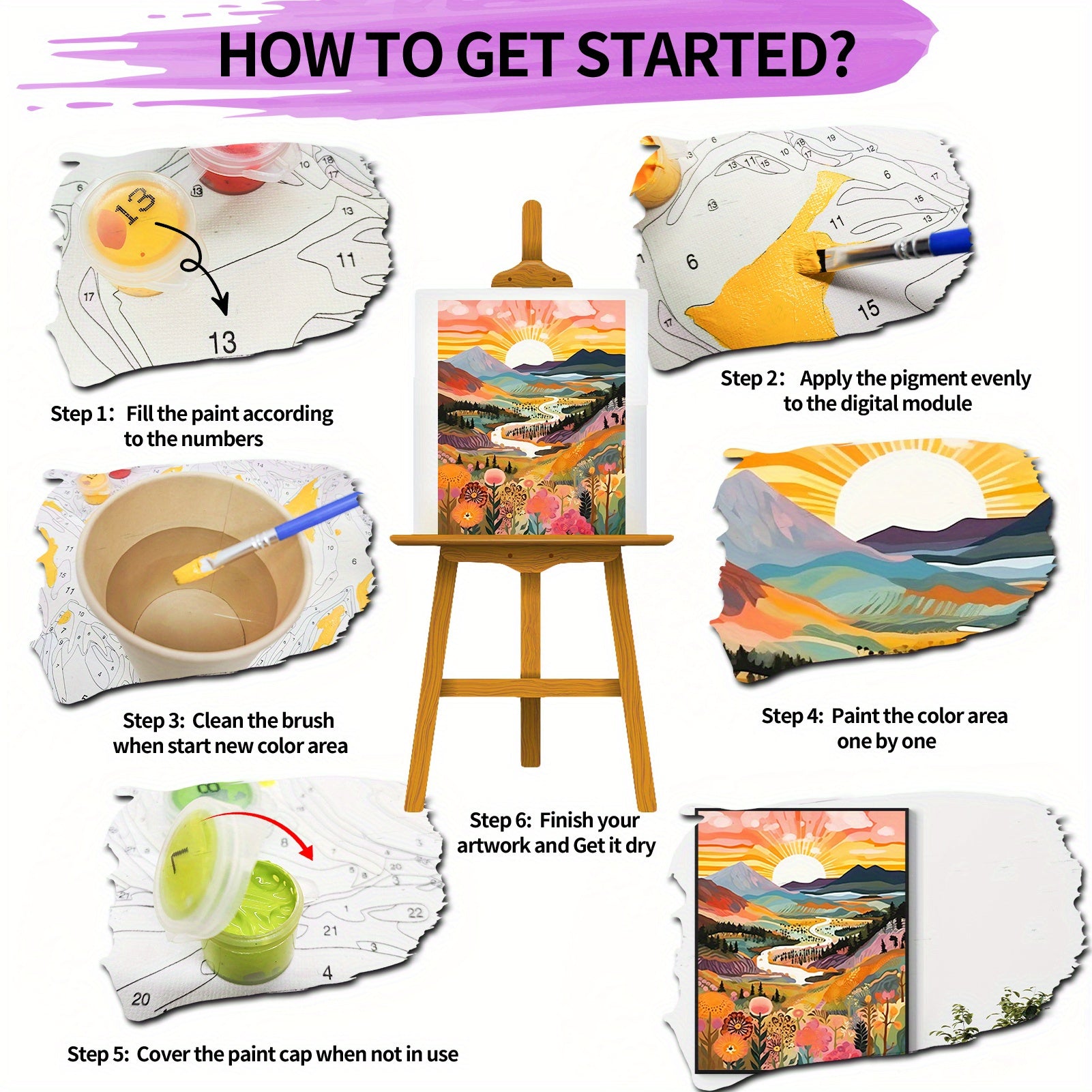 1 pieza Pintura por Números Paisaje de Montaña al Atardecer para Adultos - Sin Marco, 40x50CM, Arte DIY de Óleo y Acrílico para Decoración de Pared