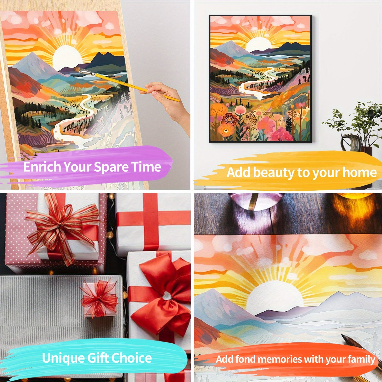 1 pieza Pintura por Números Paisaje de Montaña al Atardecer para Adultos - Sin Marco, 40x50CM, Arte DIY de Óleo y Acrílico para Decoración de Pared