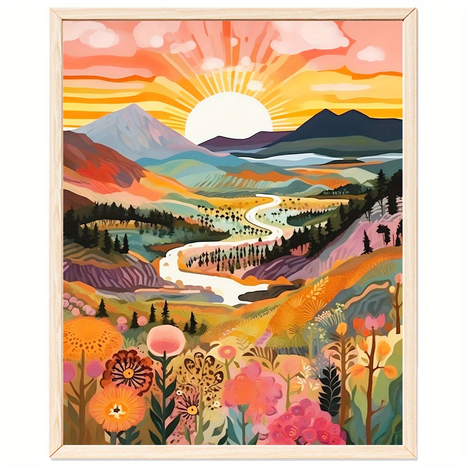 1 pieza Pintura por Números Paisaje de Montaña al Atardecer para Adultos - Sin Marco, 40x50CM, Arte DIY de Óleo y Acrílico para Decoración de Pared