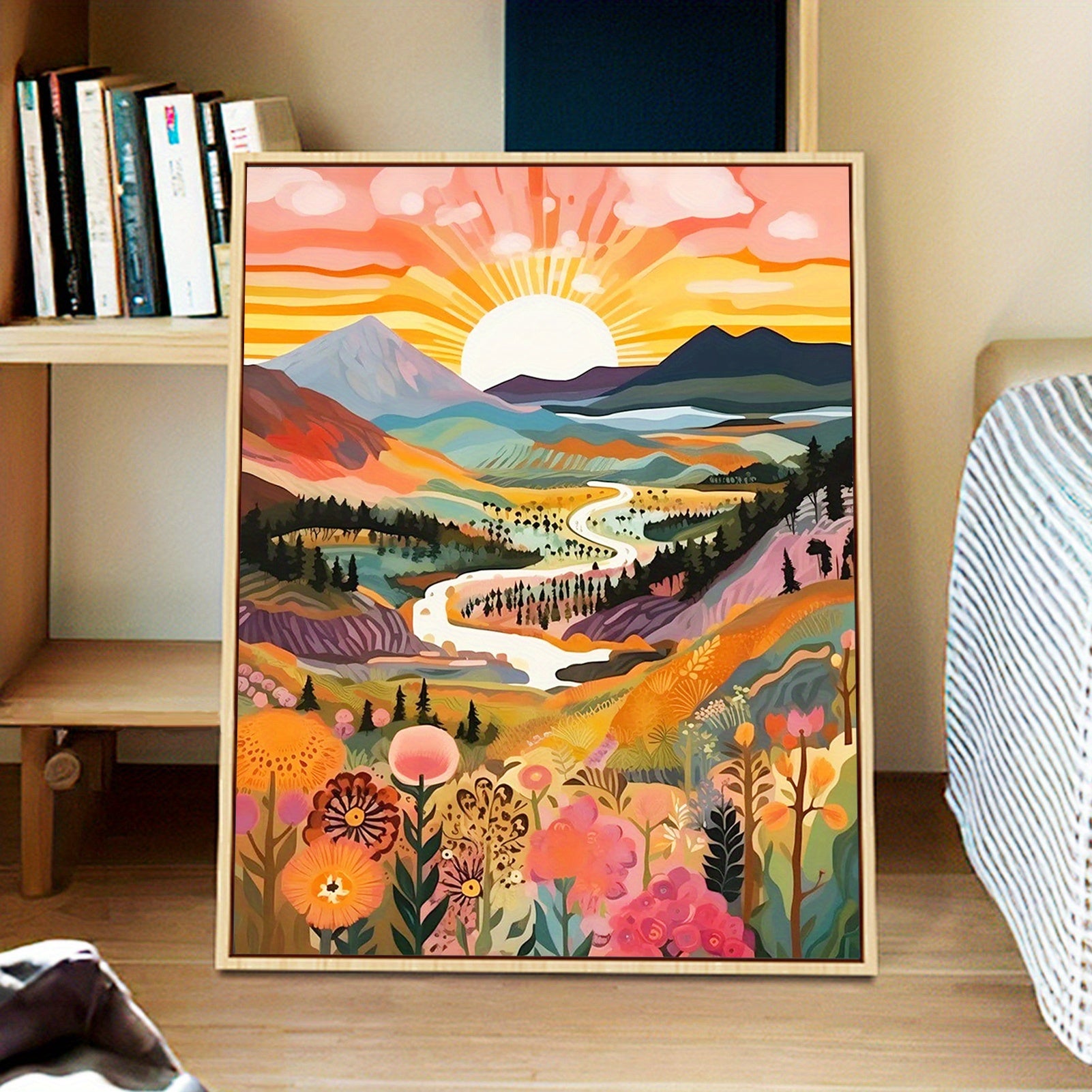 1 pieza Pintura por Números Paisaje de Montaña al Atardecer para Adultos - Sin Marco, 40x50CM, Arte DIY de Óleo y Acrílico para Decoración de Pared