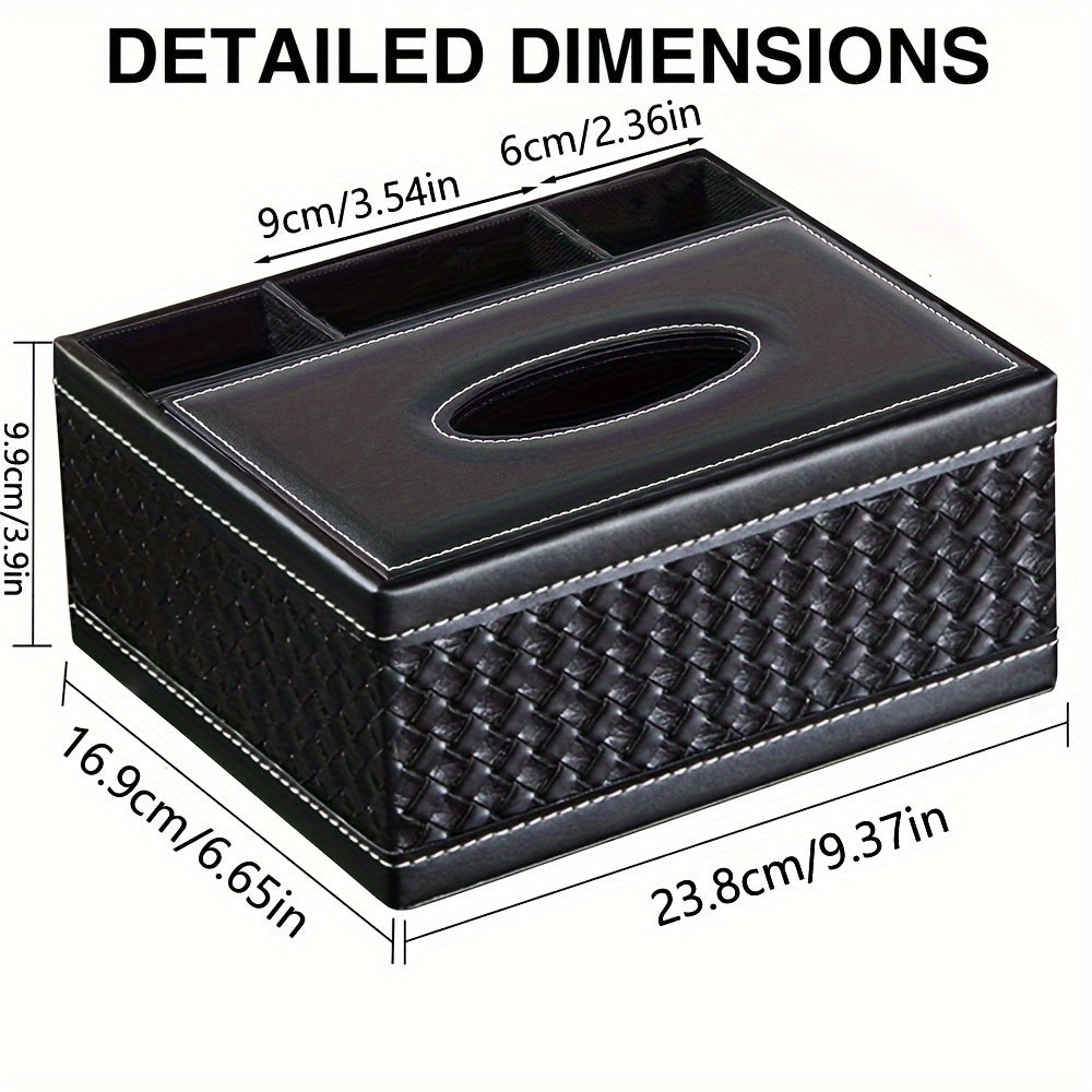 Scatola multifunzionale in ecopelle per fazzoletti e conservazione – Quattro scomparti per telecomando e fazzoletti