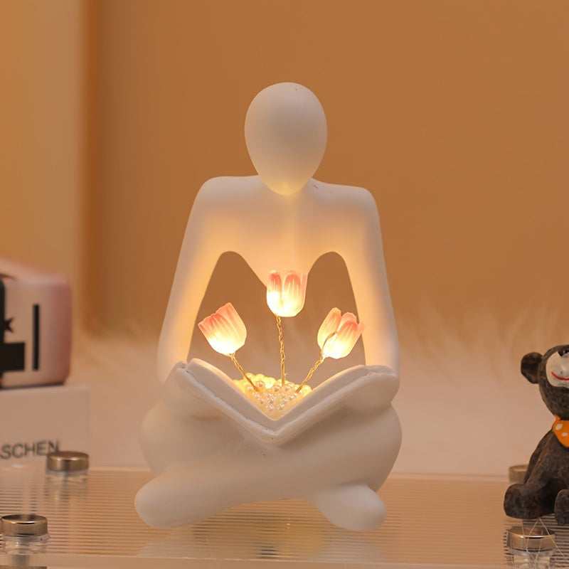 ArtTulip - Lampada Notturna Astratta a Forma di Tulipano in Resina Artistica