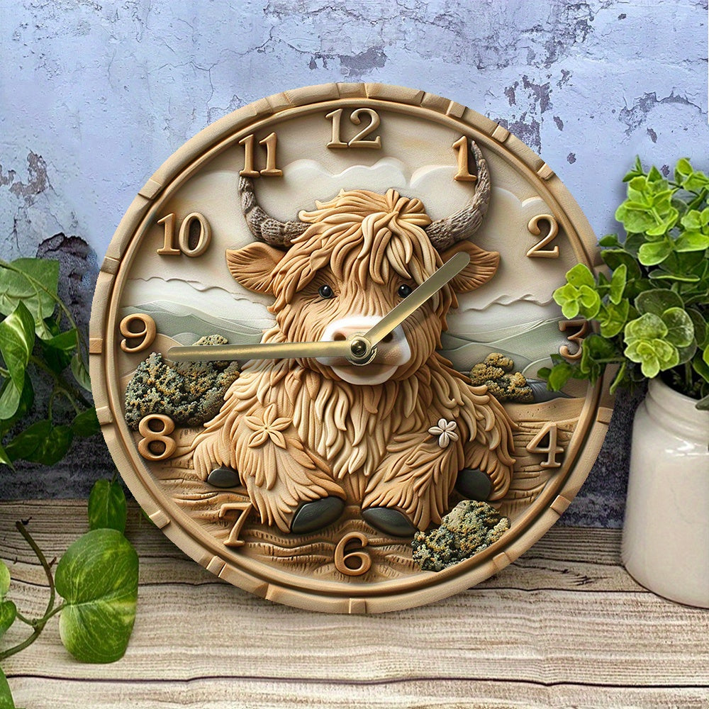 HighlandCharm - Silent Wall Clock with Highland Cow