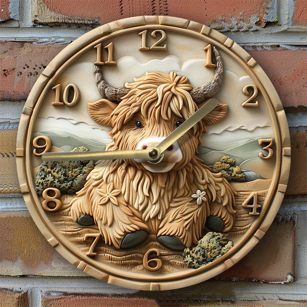HighlandCharm - Silent Wall Clock with Highland Cow
