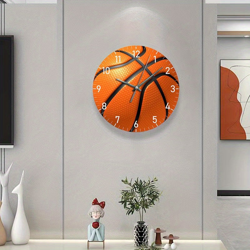 HoopsTime - Silent Basketball Wall Clock, Battery Powered